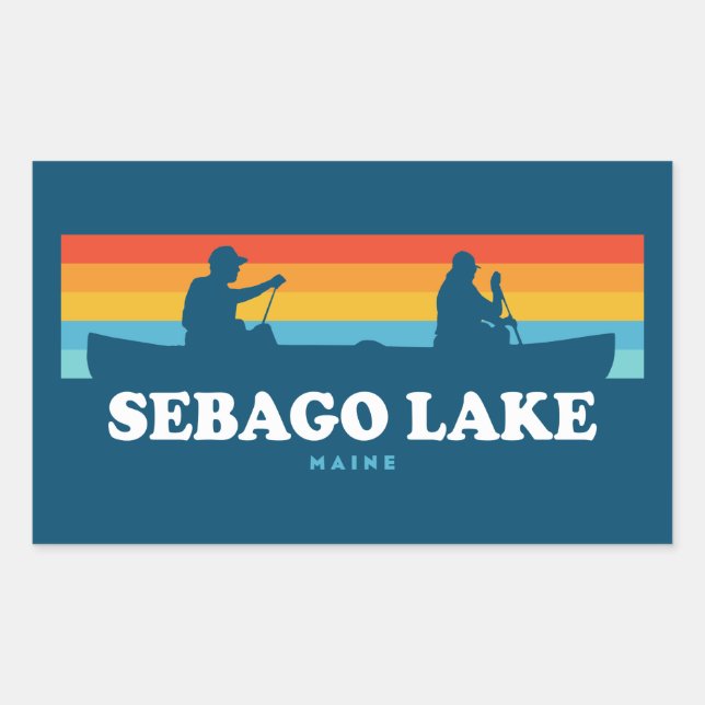 Pegatina Rectangular Sebago Lake Maine Canoe (Anverso)