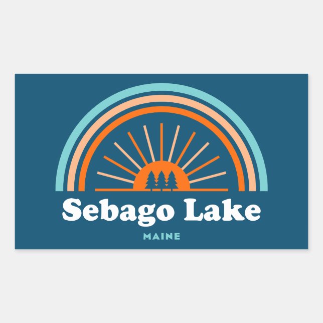 Pegatina Rectangular Sebago Lake Maine Rainbow (Anverso)