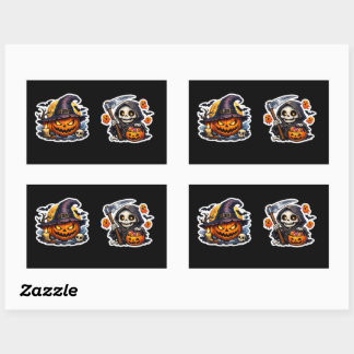 Pegatina Rectangular 💀🎃 Segador Esqueleto Truco o Trato Halloween