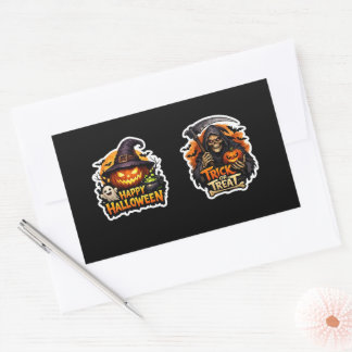 Pegatina Rectangular 💀🎃 Segador Siniestro Embrujado – Noche de Brujas
