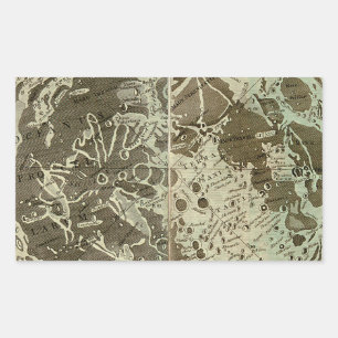 Pegatina Rectangular Selenografía de Bowles o un mapa de la luna - 1780