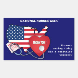 Pegatina Rectangular Semana Nacional de Enfermeras. PERSONALIZADO de di