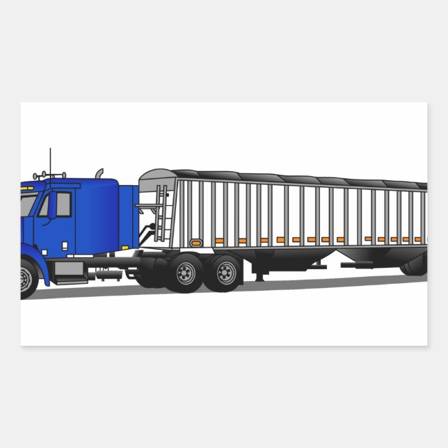Pegatina Rectangular Semi Tractor Trailer (Anverso)