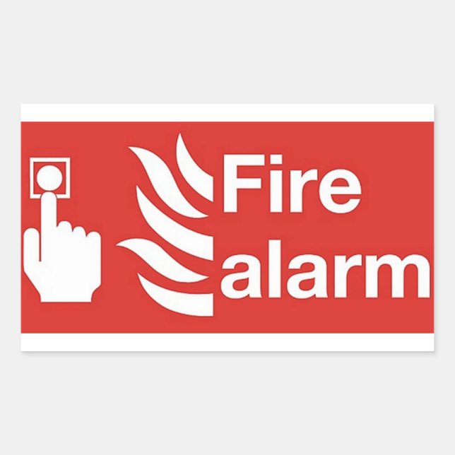 Pegatina Rectangular Señal de Alarma de Incendio (Anverso)