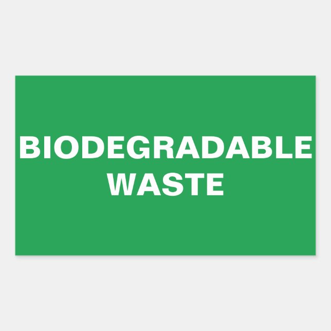 Pegatina Rectangular Señal de Residuos Biodegradables (Anverso)
