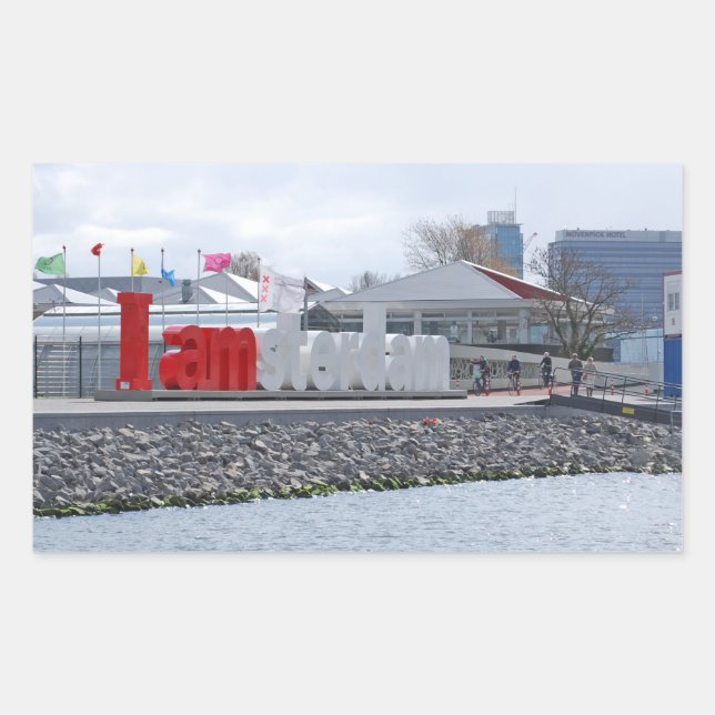 Pegatina Rectangular Señal Soy Amsterdam, Países Bajos (Anverso)