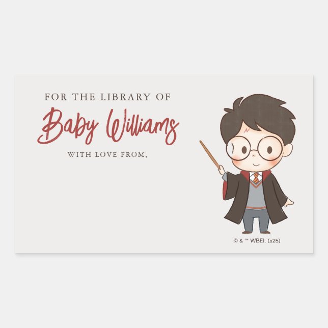 Pegatina Rectangular Sencillo Baby Shower de Harry Potter (Anverso)