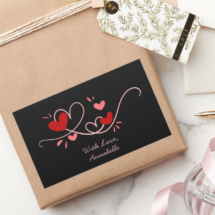 Pegatina Rectangular Sencillo Día Feliz de San Valentín