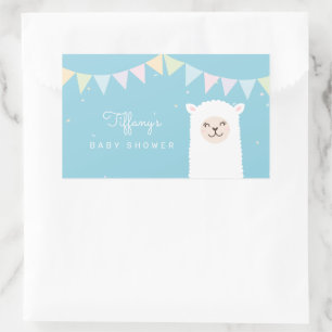 Pegatina Rectangular Sencillo elegante Alpaca Llama Boy Baby Shower