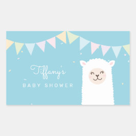 Pegatina Rectangular Sencillo elegante Alpaca Llama Boy Baby Shower