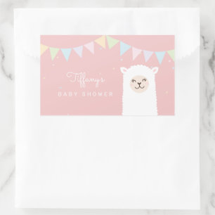 Pegatina Rectangular Sencillo elegante Alpaca Llama Chica Baby Shower