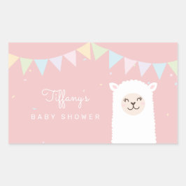 Pegatina Rectangular Sencillo elegante Alpaca Llama Chica Baby Shower