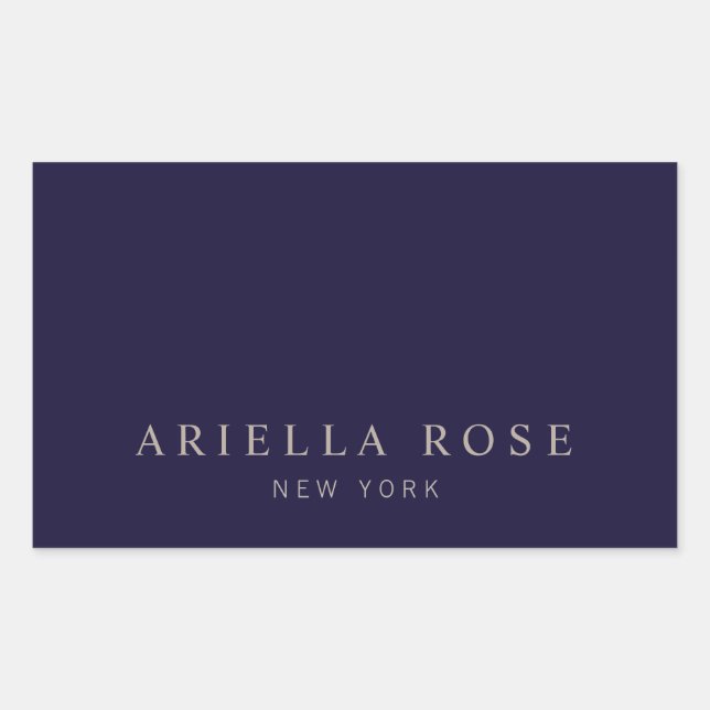 Pegatina Rectangular Sencillo elegante Navy azul profesional Minimalist (Anverso)