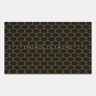 Pegatina Rectangular Sencillo patrón minimalista de abeja amarillo negr