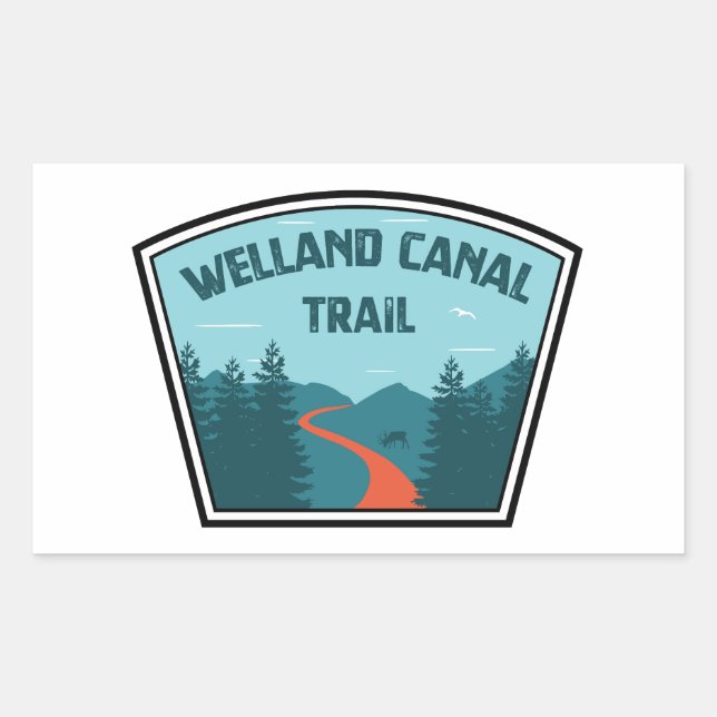 Pegatina Rectangular Sendero del Canal de Welland Ontario Canadá (Anverso)