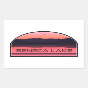 Pegatina Rectangular Seneca Lake New York Red Sunrise