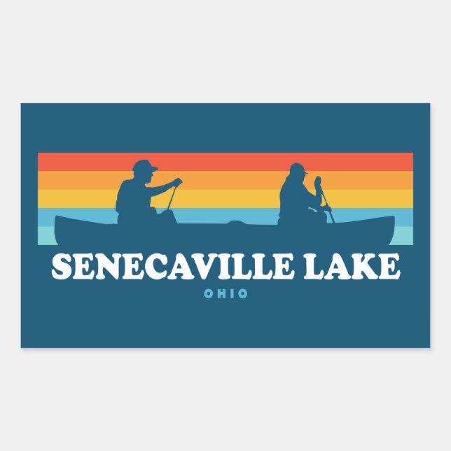 Pegatina Rectangular Senecaville Lake Ohio Canoe (Anverso)