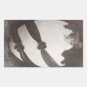 Pegatina Rectangular Señora del Huevo de Pascua Vintage