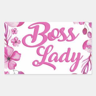 Pegatina Rectangular Señora florida rosada Design de Boss