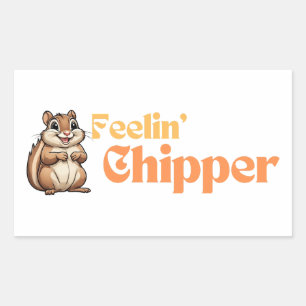 Pegatina Rectangular Sentiendo Chipper Cute Funny Chipmunk