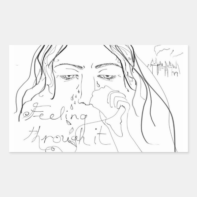 Pegatina Rectangular sentir a través de ella (Anverso)