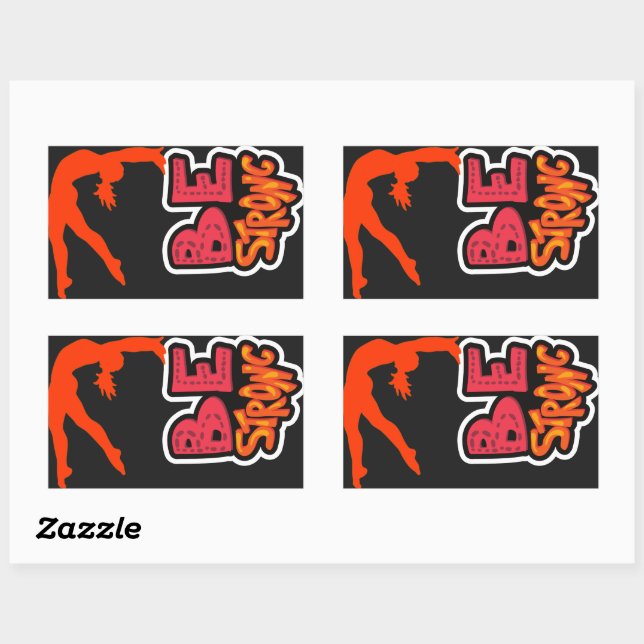 Pegatina Rectangular Ser fuerte y gimnástico (Hoja)