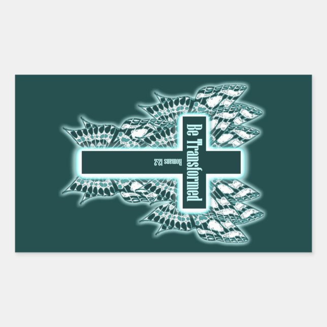 Pegatina Rectangular Ser transformado - Romanos 12:2 (Anverso)