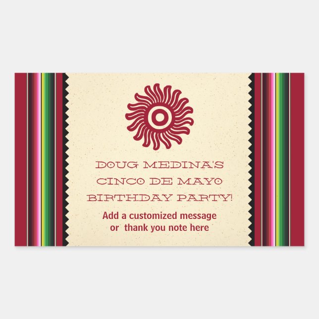 Pegatina Rectangular Serape mexicano antiguo (Anverso)