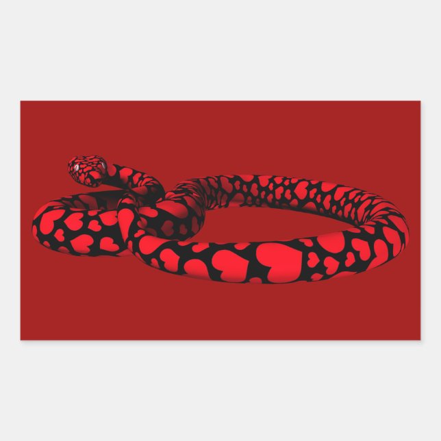 Pegatina Rectangular Serpiente Roja Con Corazón (Anverso)