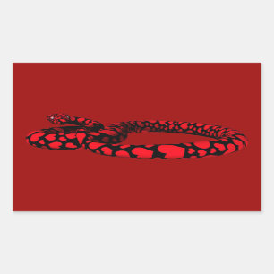 Pegatina Rectangular Serpiente roja con los corazones