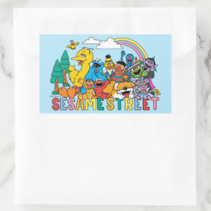 Pegatina Rectangular Sesame Street Ola de Arcoíris