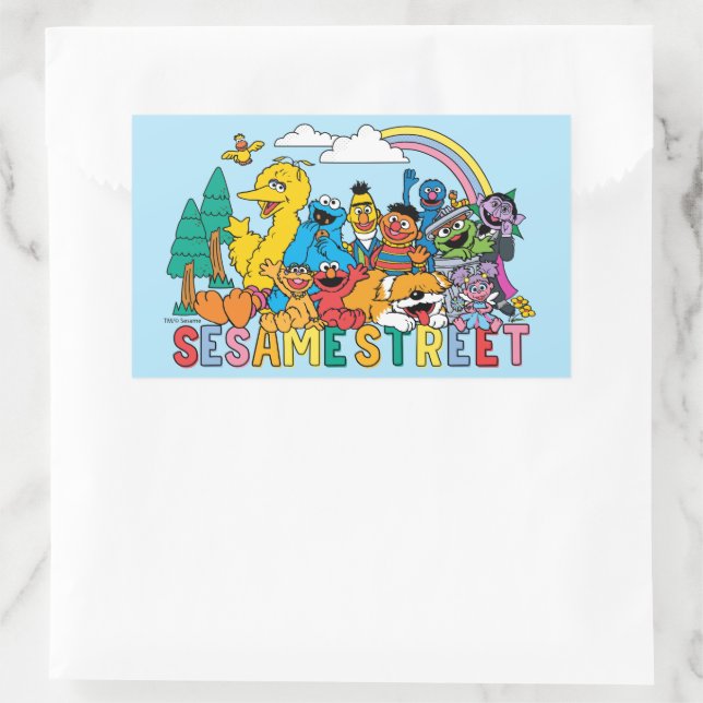 Pegatina Rectangular Sesame Street | Ola de Arcoíris (Bolso)