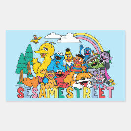 Pegatina Rectangular Sesame Street | Rainbow Wave