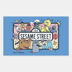 Pegatina Rectangular Sésamo   Rótulo Sesame Pals Doodle