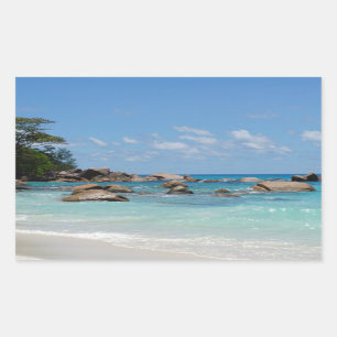Pegatina Rectangular Seychelles que sorprenden