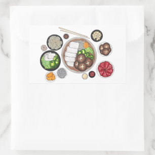 Pegatina Rectangular Shabu-Shabu Japón Cocina japonesa caliente