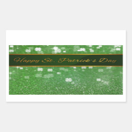Pegatina Rectangular Shamrock, Purpurina de San Patricio