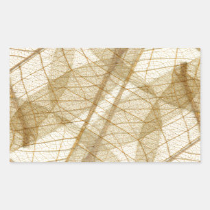 Pegatina Rectangular Sheer Cream Beige Lace Leaves