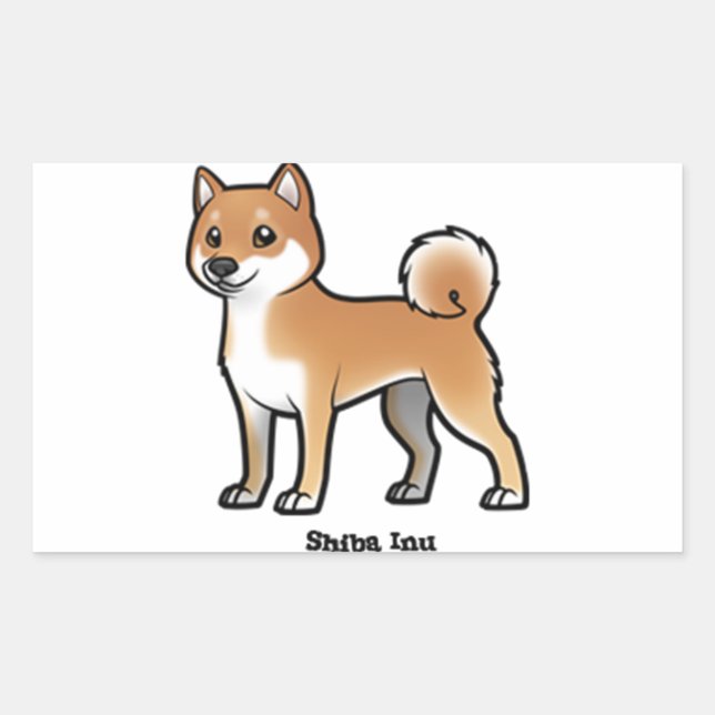 Pegatina Rectangular shiba inu (Anverso)
