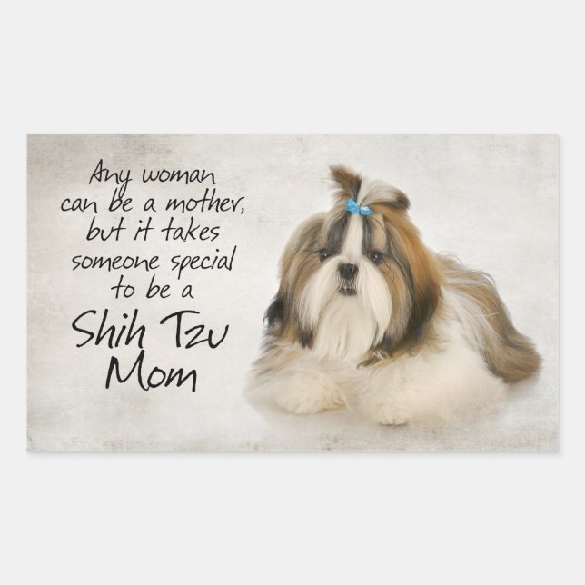 Pegatina Rectangular Shih Tzu Mom Pegatinas (Anverso)