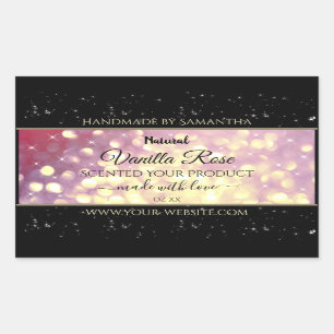 Pegatina Rectangular Shimmery Purple Gold Glitter Sparkle Product Label