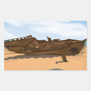 Pegatina Rectangular Shipwreck con playas