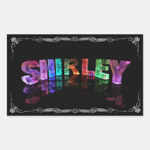Pegatina Rectangular Shirley - El nombre Shirley en luces 3D (Fotografí