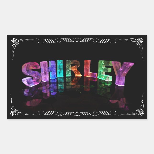 Pegatina Rectangular Shirley - El nombre Shirley en luces 3D (Fotografí (Anverso)
