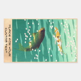 Pegatina Rectangular Shiro Kasamatsu Karp Koi estanque de peces arte ja