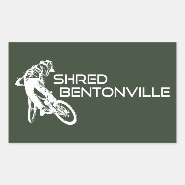 Pegatina Rectangular Shred Bentonville Arkansas Mountain Bicicleta (Anverso)