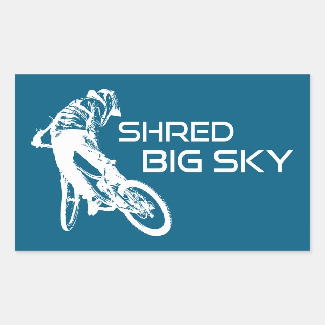 Pegatina Rectangular Shred Big Sky Montana Mountain Bicicleta (Anverso)