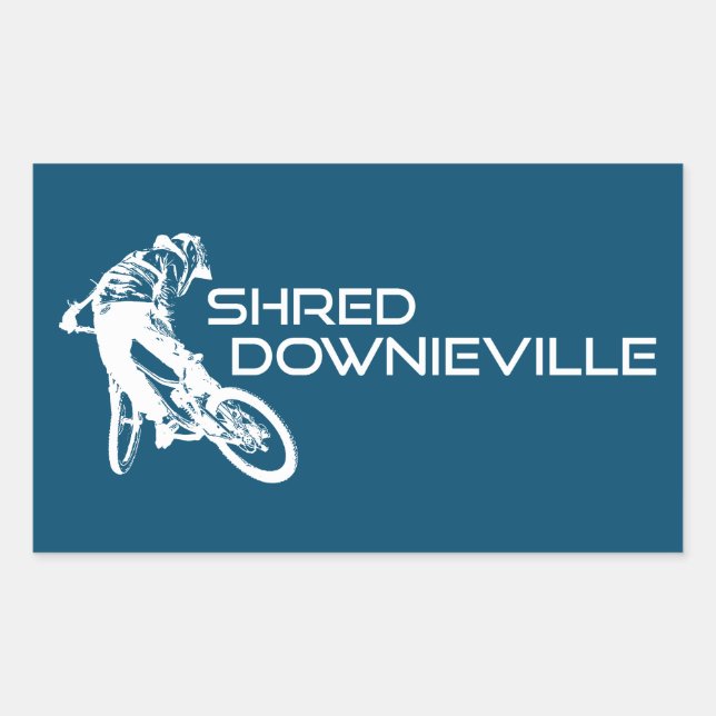 Pegatina Rectangular Shred Downieville California Mountain Biking (Anverso)