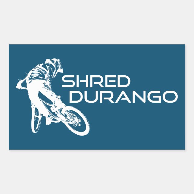 Pegatina Rectangular Shred Durango Colorado Mountain Bicicleta (Anverso)
