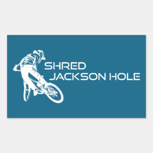 Pegatina Rectangular Shred Jackson Hole Wyoming Mountain Bicicleta